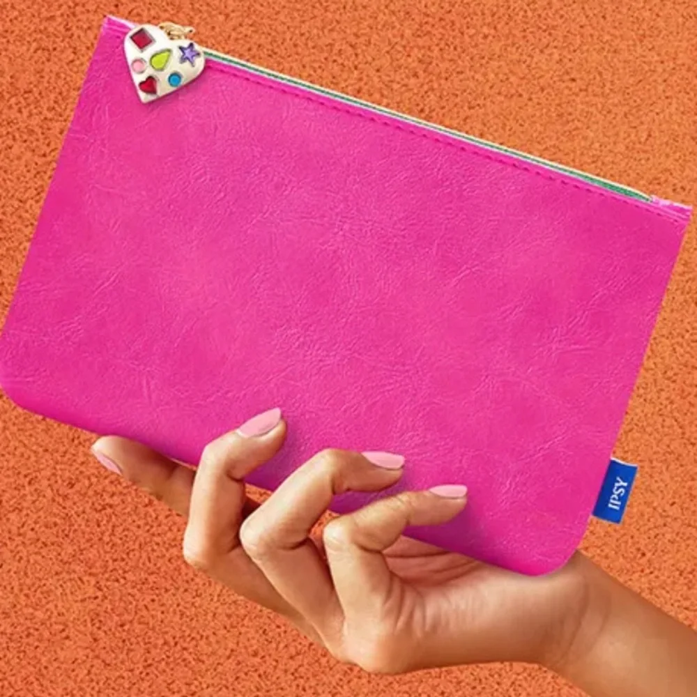 Ipsy Faux Leather Pink & Blue Glam Bag